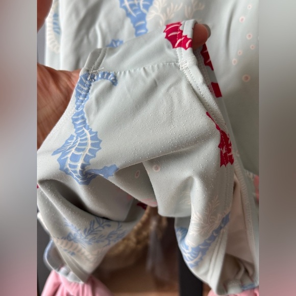 TBBC One Piece swimsuit girls laguna beach seahorse bows print criss cross - Picture 9 of 10